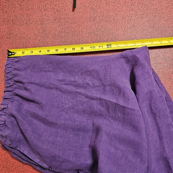Bryn Walker Linen Wide Leg Pants 1X Purple Elastic Waist Pull On Beach Lagenlook - Picture 7 of 10